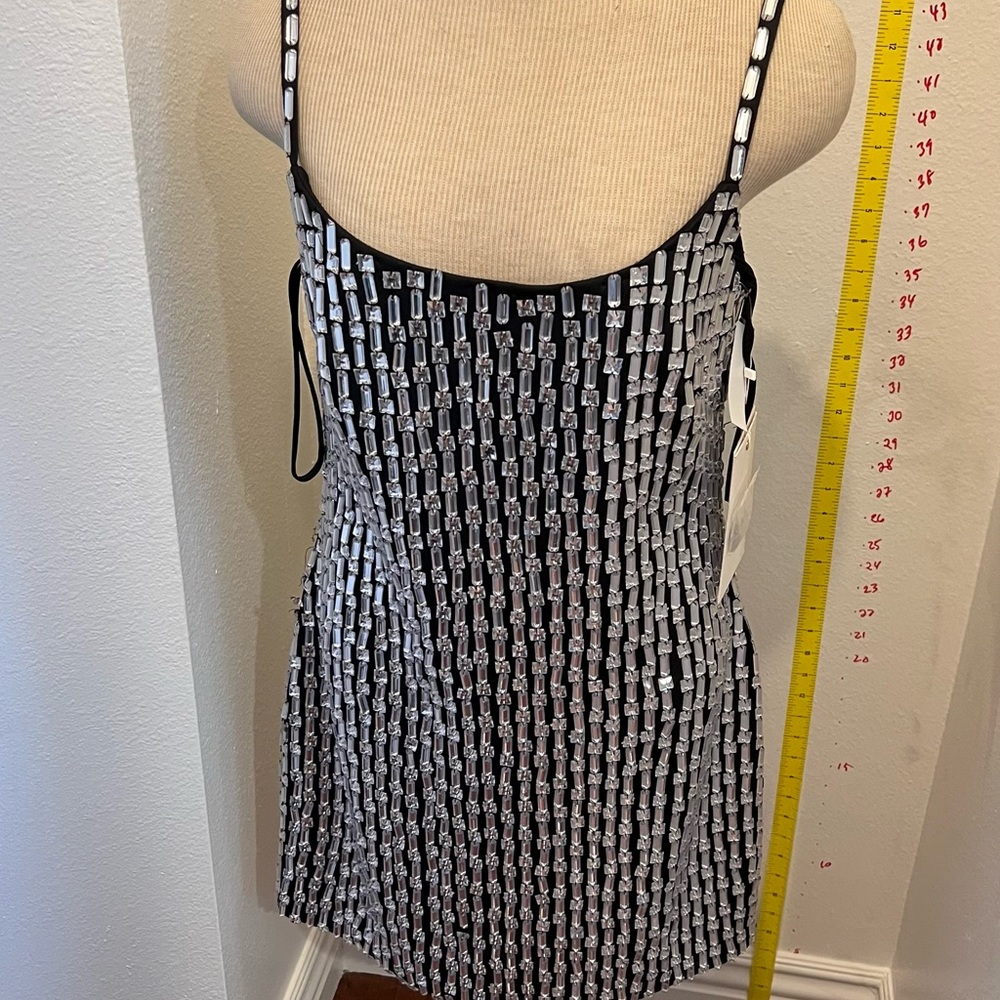 Black Beaded Tank Mini Dress - MacDuggal